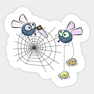 Funny spider holding a saw Sticker